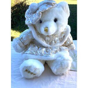 Limited Edition 2000 Keepsake White Bear Gold Elegant Dress Hat Tags Millennium